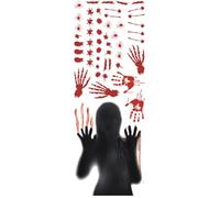 Fituenly Halloween Scary Ghost Bloody Handprint Window Decals, Blood Horror Spooky Vinyl Halloween Wall Stickers Clings, Peel and Stick Halloween Decorations for Party Car Floor Mirror Door Bathroom