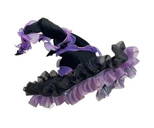 Fituenly Halloween Witch Hat, Foldable Dark Bat Wizard, Wide Brim Pointed Hat, Large Brim Gothic Lolita Prop Headwear for Party Fancy Dress