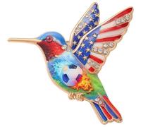 Fituenly Independence Day Usa Flag Bird Brooch, Sparkling Parrot Pin, American Flag Lapel Accessory for Dresses Scarves Bags Jewelry Gift