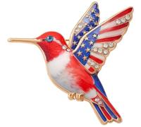 Fituenly Independence Day Usa Flag Bird Brooch, Sparkling Parrot Pin, American Flag Lapel Accessory for Dresses Scarves Bags Jewelry Gift