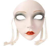 Fituenly Japanese Kabuki Kitsune Mask - Masquerade, Full Face, Chinese Style Painted Mask for Hanfu Cosplay and Makeup