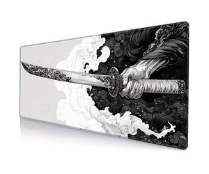 Fituenly Japanese Style Katana Mouse Pad Large Computer Gaming Mouse Mat Pad Long Desk Mat Non-slip Rubber Mouse Pad for Home Office Gaming Room