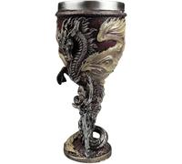 Fituenly Medieval Flame Dragon Wine Goblet, 7oz Stainless Steel Resin Wine Cup Fantasy Medieval Chalice Gift for Men, Father's Day, Themed Party