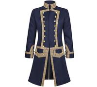 Fituenly Men's 18th Century Colonial Military Uniform Tailcoat Costume Medieval Victorian Men's Regency Outfit