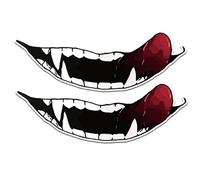 Fituenly Motorcycle Helmet Sticker 2pcs Devil's Teeth Car Styling Decals DIY Self Adhesive Sticker for Motorbike Decoration
