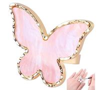 Fituenly Nail Art Palette Ring Resin Butterfly Shape Palette Ring Nail Color Palette Beauty Manicure Tools with Adjustable Rings
