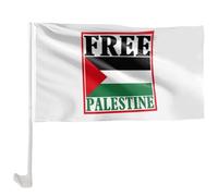 Fituenly Palestine Car Flag Free Palestine Car Window Flags with Mount Bracket Clip Freedom Palestine Flag Banner for Car Truck Decor