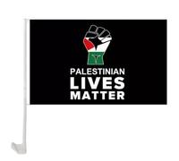 Fituenly Palestine Car Flag Palestinian Lives Matter Car Window Flags with Mount Bracket Clip Freedom Palestine Flag for Car Truck Decor