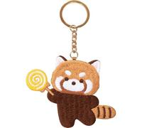 Fituenly Plush Raccoon Keychain Cartoon Red Panda Backpack Pendant Cute Car Keychains Keyring Animal Pendant Key Pendant Bag Charm