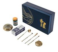 Fituenly Pure Copper Incense Burner Kit, Incense Tools Sandalwood Powder Powder Fennel Furniture Yoga Office Supplies
