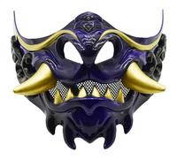 Fituenly Samurai Oni Half Face Masks Plastics Hannya Mask Japanese Mask for Halloween Costume Cosplay Party Props