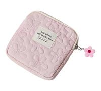 Fituenly Sanitary Pad Storage Bag with Flower Zipper, Small Cute Pouch for Purse, Tampon Pad Holder, Portable Period Bag for School Female Girls