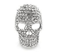 Fituenly Skull Brooches Sparkling Rhinestone Skull Head Lapel Pin Punk Crystal Skeletons Brooches for Men Women