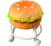 Fituenly Small Rolling Stool Movable Silent Pulley Low Round Stool with Caster Rolling Floor Stool Chair for Home
