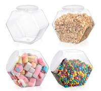 Fituenly Sweet Jars,4pcs 850ml Plastic Jars with Lids, Reusable Clear Cookie Jar Wide Mouth Storage Container for Candy Buffet
