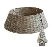 Fituenly Wicker Christmas Tree Skirt 60cm Festive Xmas Stand Cover Traditional Decoration Rattan Basket Cover Tidy Decor Perfect for Indoor Use