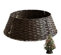Fituenly Wicker Christmas Tree Skirt 60cm Festive Xmas Stand Cover Traditional Decoration Rattan Basket Cover Tidy Decor Perfect for Indoor Use
