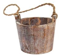 Fituenly Wooden Barrels Planters Whiskey Barrels Bucket with Handle, Flower Planter Plant Pots Container Water Wishing Well Pail Garden Backyard Outdoor Indoor Decor