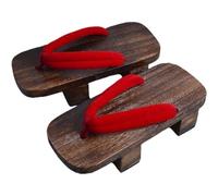 Fituenly Wooden Geta Sandals Clogs Men Performance Geta Japanese Wooden Slippers Shoes Heel Red