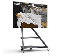 FITUEYES Design Floor TV Stand for 55-88 Inch TVs Load 60kg Angle adjustment ±20° TV Stand on Wheels with 2 shelves Eiffel Series