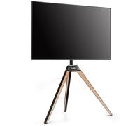 FITUEYES DESIGN Tripod TV Stand for TV 32 37 43 50 55 65 Inch Floor TV Stand Made of Solid Wood Height/Angle Adjustable VESA 100 * 100-400 * 400mm Picasso Series (Nature)