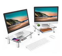 FITUEYES Monitor Stand Glass,Laptop Stand,38.5cm,2 Pack,for Home Office