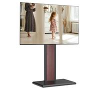 FITUEYES TV Floor Stand for 32-65 inch, Universal Swivel TV Stand,TV Stand with Concealed Storage,Holds 40kgs, Double Column, Black & Walnut
