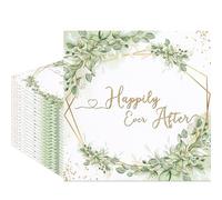Fitumiw 80Pcs Happily Ever After Bridal Shower Paper Napkins Sage Green Wedding Shower Disposable Napkin Greenery Leaves Printed Decorative Napkins Party Supplies Table Decor