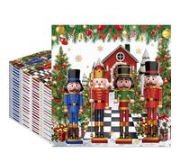 Fitumiw 80Pcs Merry Christmas Nutcracker Paper Napkins Cartoon Soldiers Disposable Napkins Santa Xmas Trees Printed Decorative Napkins for Baby Shower Birthday Party Supplies Table Decor