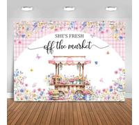 Fitumiw Bridal Shower Backdrop 7x5ft She's Fresh Off The Market Engagement Party Decorations Background Floral Bride to Be Bachelorette Banner Photo Booth Props
