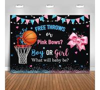 Fitumiw Free Throws or Pink Bows Gender Reveal Backdrop 10x7ft Basketball Bows Gender Reveal Party Decorations Background Boy or Girl He or She Banner Photo Booth Props