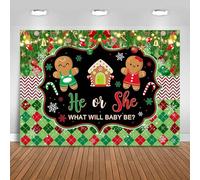 Fitumiw Gingerbread Gender Reveal Backdrop 8x6ft Christmas Cookie What's Baking Gender Reveal Background Party Decorations Snowflakes He or She Banner Photo Booth Props