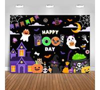 Fitumiw Halloween Birthday Backdrop Halloween Ghost Happy Boo Day Party Decorations Background Trick or Treat Banner Photo Booth Props (7x5ft)