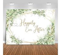 Fitumiw Happily Ever After Backdrop 8x6ft Sage Green Wedding Shower Party Decorations Background Greenery Leaves Bridal Shower Banner Photo Booth Props