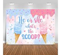 Fitumiw Ice Cream Gender Reveal Backdrop 10x7ft He or She What's The Scoop Summer Gender Reveal Party Decorations Background Boy or Girl Banner Photo Booth Props
