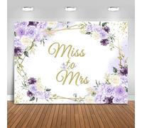 Fitumiw Miss to Mrs Backdrop Purple and White Flowers Wedding Bridal Shower Party Decorations Background Banner Photo Booth Props (7x5ft)