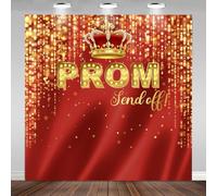 Fitumiw Prom Send Off Backdrop 10x10ft Red and Gold 2026 Graduation Photography Background Party Decorations Class of 2026 Congrats Grad Banner Photo Booth Props