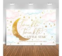 Fitumiw Twinkle Twinkle Little Star Gender Reveal Backdrop 8x6ft Pink or Blue How We Wonder What You are Gender Reveal Background Party Decorations Moon and Stars Boy or Girl Banner