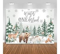 Fitumiw Winter Onederland Backdrop 7x5ft Woodland Animals Snowy Forest Photography Background Happy 1st Birthday Party Decorations Winter Wonderland Snowflakes Banner Photo Booth Props