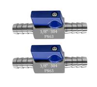 Fitvell 2PCS Stainless Steel 3/8" Mini Ball Valve Shut Off Valve 3/8" Hose Barb