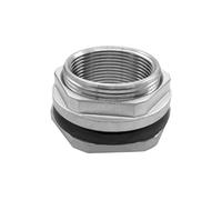 Fitvell 304 Stainless Steel Bulkhead Water Tank Fitting 2" Female Thread Compression Bulkhead Adapter Thru-bulk Connector with Gasket for Bathtub and Sink