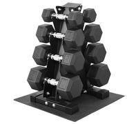 Fitvids 100lb Rubber Coated Hex Dumbbell Set with Storage Rack, 5-20lb Free Weights with Non-Slip Grip for Home Gym