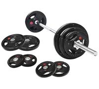 Fitvids Cast Iron 1" Standard Weight Plates Including 5FT Standard Barbell Bar & Star Locks, 45 Pounds Set (35 Lbs Plates + 10 Lbs Barbell Bar), Multiple Packages