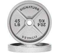 Fitvids Cast Iron Plate Weight Plate for Strength Training and Weightlifting, 1-Inch Center (Olympic), 45LB (Pair)