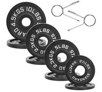 Fitvids Olympic Cast Iron 2-Inch Weight Plate for Strength Training & Weightlifting, Multiple Weights Available, 45LB Set (2.5LB 5LB 10LB)