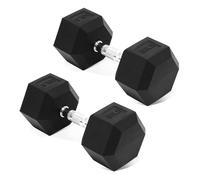 Fitvids Rubber Coated Hex Dumbbell Hand Weights Set of 2 with Non-Slip Cast Iron Handle for Strength Training, 30lb Pair