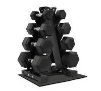 Fitvids Rubber Coated Hex Dumbbell Weight Set and Storage Rack, 100LB Set or 150LB Set, 5-20 lbs Pairs or 5-25 lbs Pairs