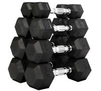 Fitvids Rubber Encased Hex Dumbbell, Set Including 5, 10, 15, 20LB Pairs