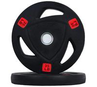 Fitvids standard Cast Iron 1-inch Weight Plate for Strength Training & Weightlifting, Rubber Coate Style, 35lbs, Pair
