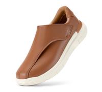 FitVille Extra Wide Diabetic Leather Dress Shoes for Men - Casual Slip On Oxfords for Swollen Feet, Bronze, 10, X-Wide